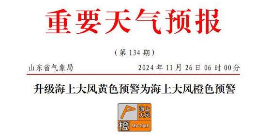山东海上大风橙色预警，，，部分口岸或暂停作业
